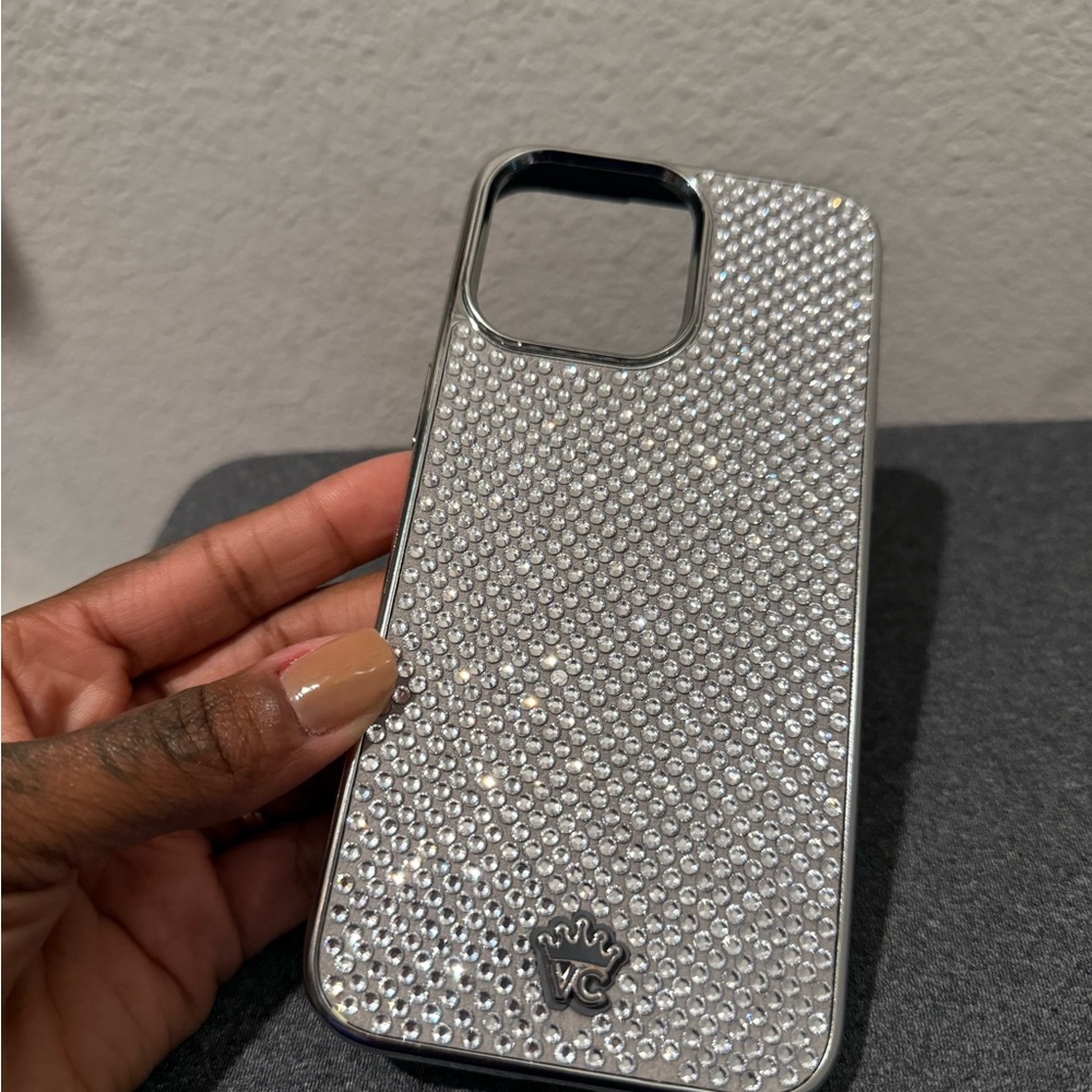 iPhone 15 pro max Silver Glitter Phone Case